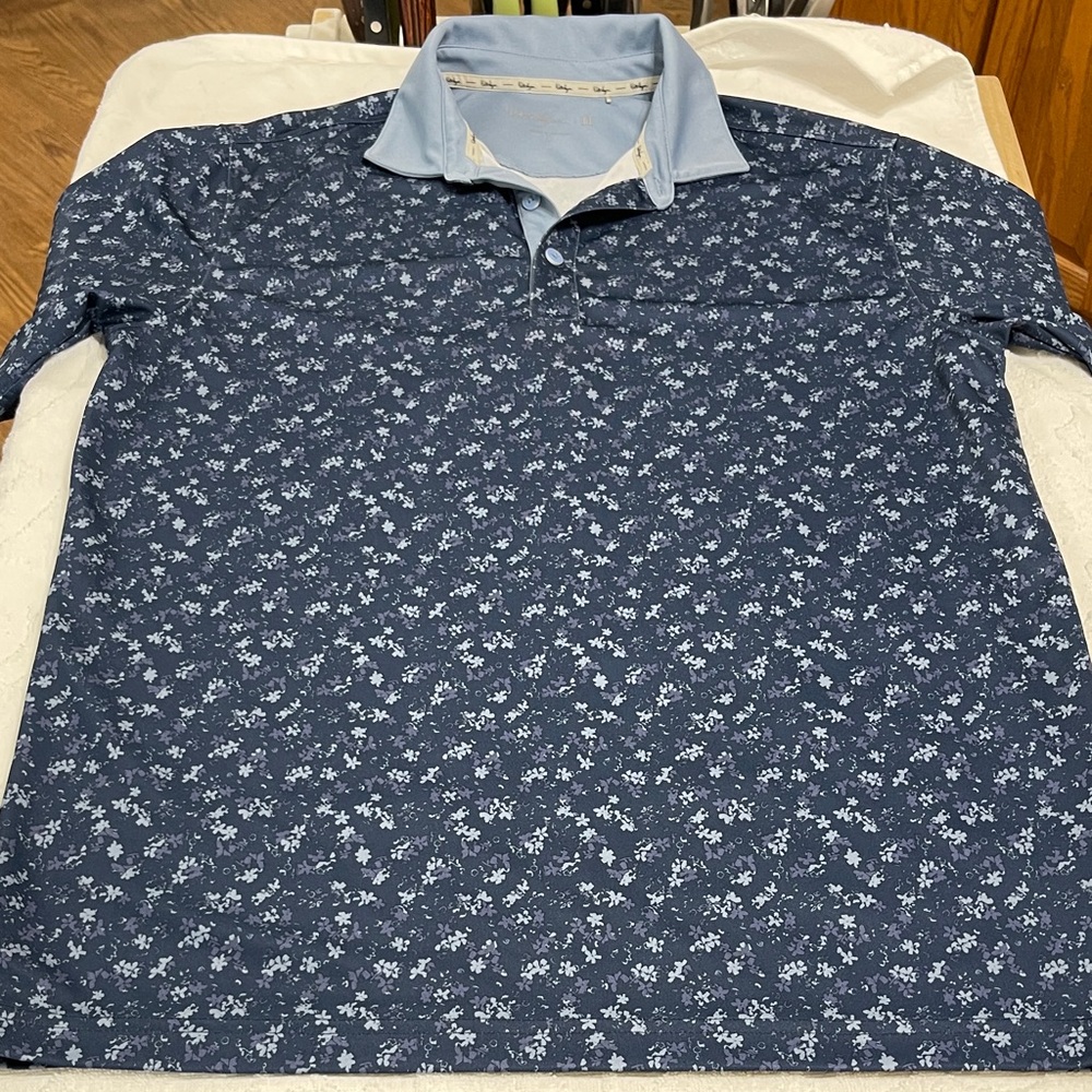 Walter Hagen Men’s Performance 11 Floral Blue Polo Shirt - Sz M